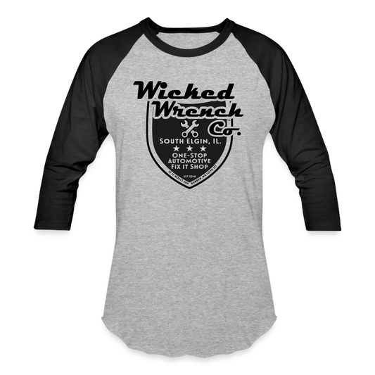 Wicked Wrench Co. Baseball T-Shirt - heather gray/black