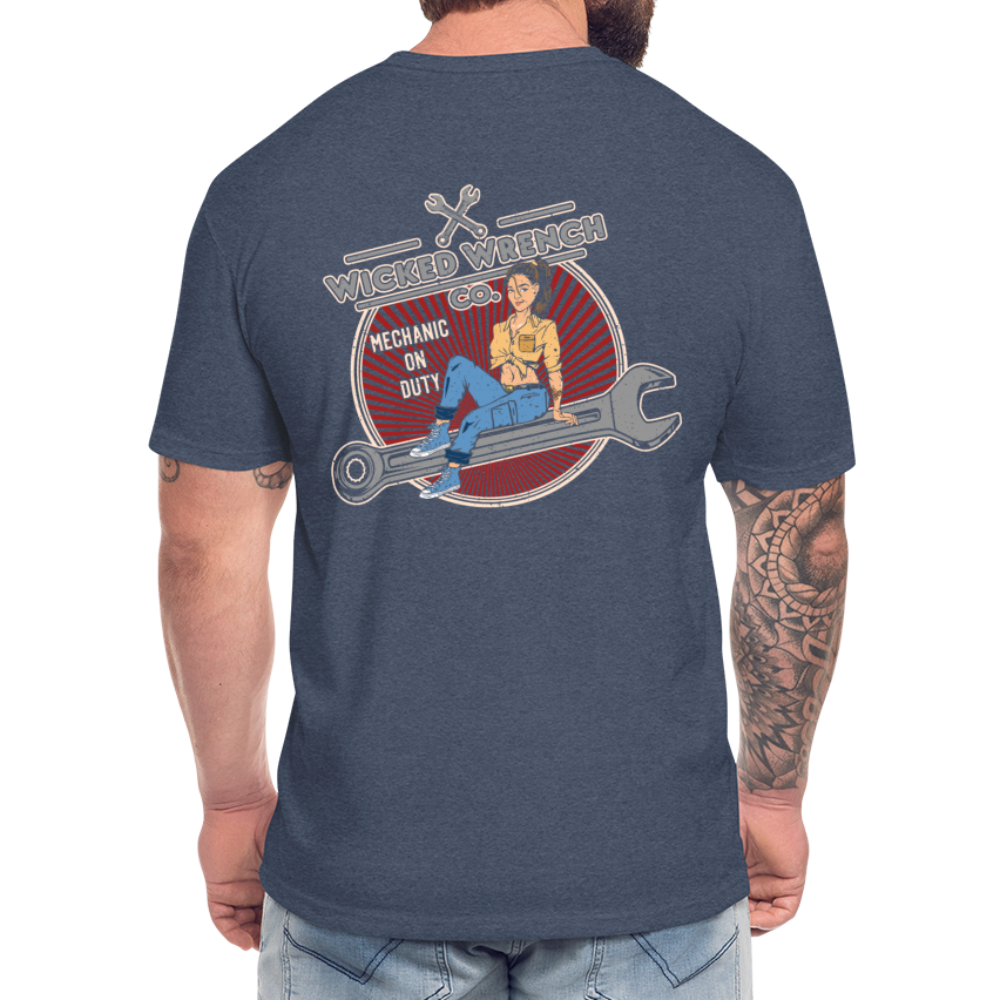 Wicked Wrench Co Mechanic on Duty T-shirt - heather navy