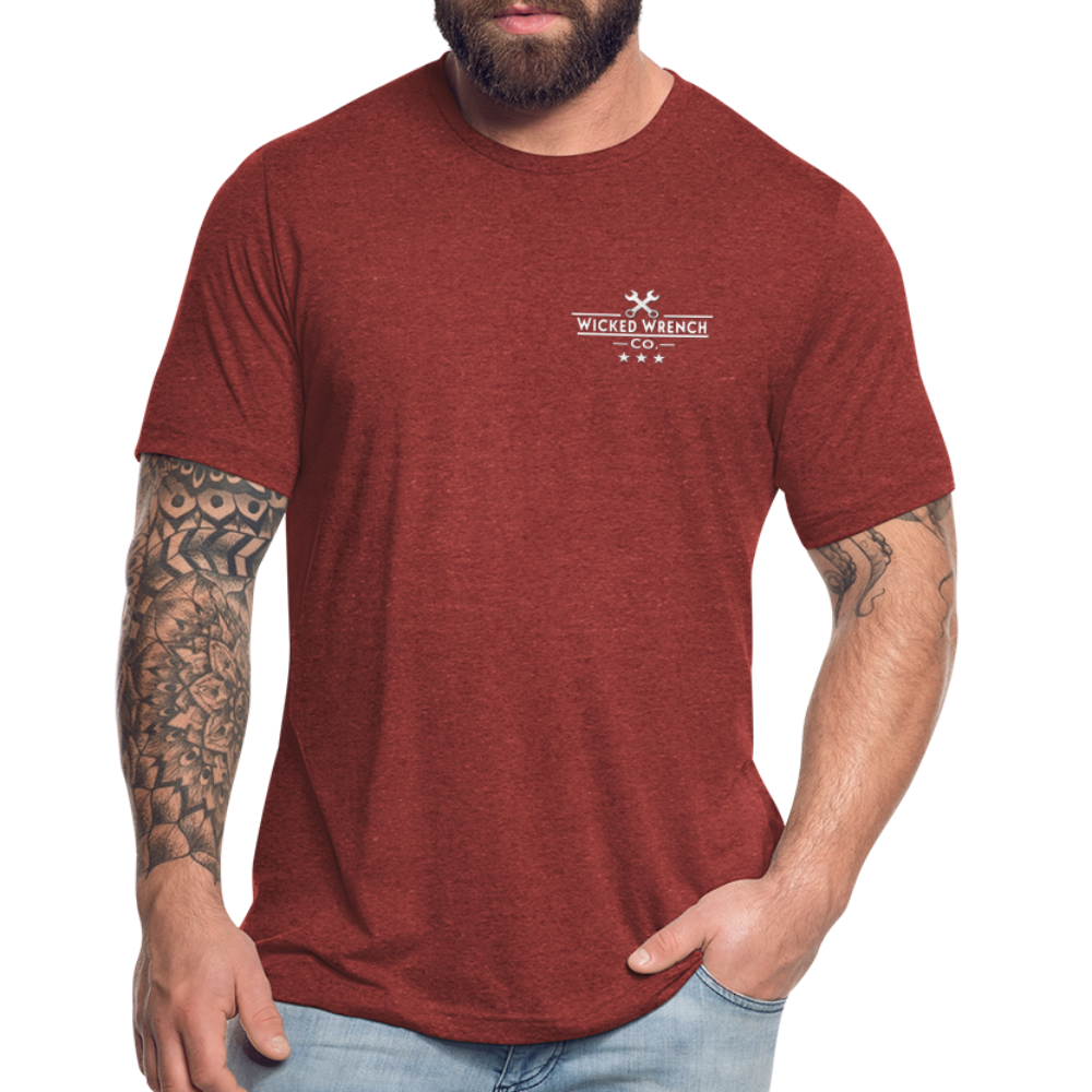 Unisex Tri-Blend T-Shirt- Spark plug Back Logo - heather cranberry