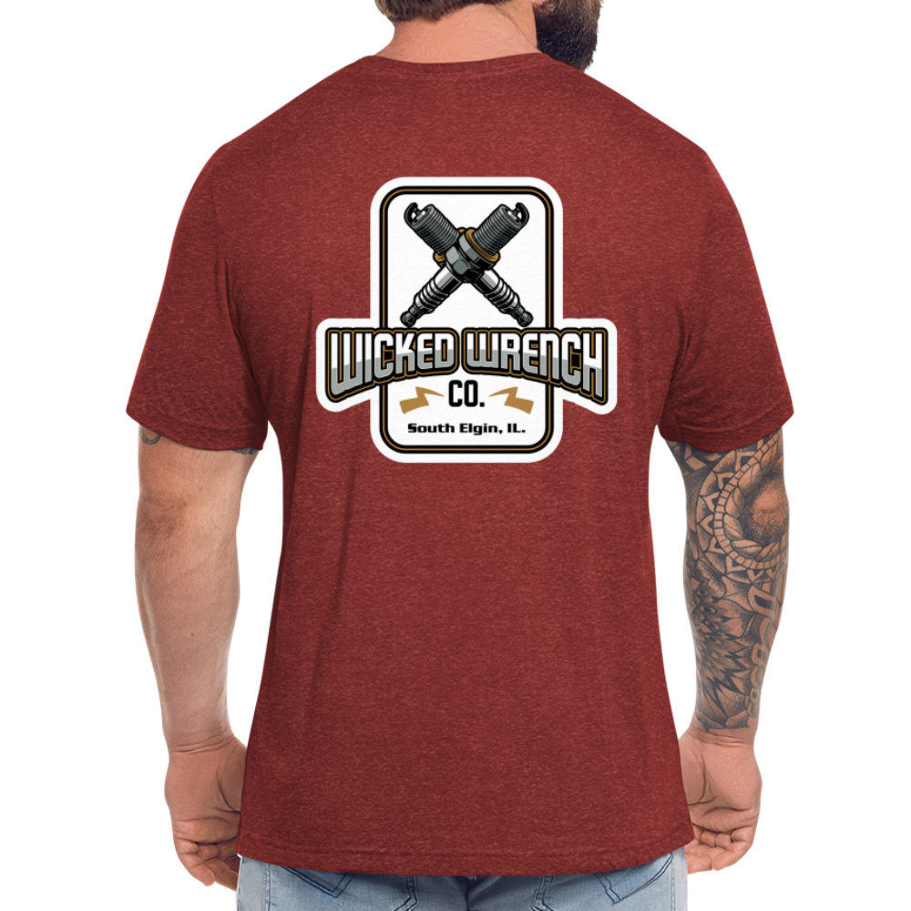 Unisex Tri-Blend T-Shirt- Spark plug Back Logo - heather cranberry